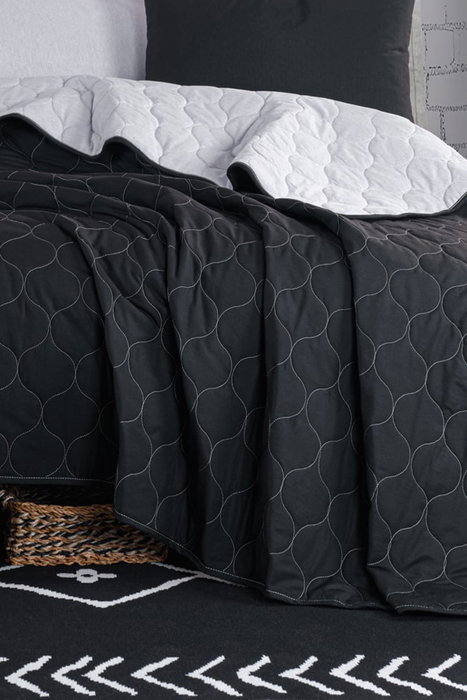 L'essentiel linge de maison Juego de Colcha Doble Negro y Gris L'essentiel linge de maison Juego de Colcha Doble Negro y Gris